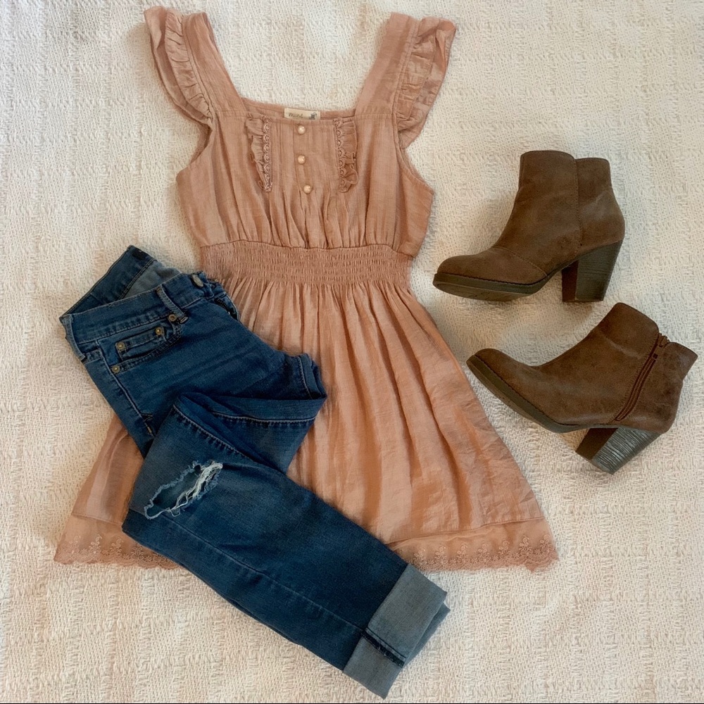 MINE Neutral Tone Babydoll Top Size Small